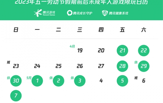 五一假期腾讯游戏 腾讯五一未成年防沉迷时间限玩表